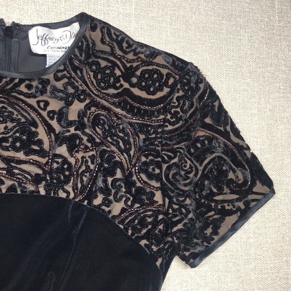 Jeffrey & Dara Evenings by Tom Barra Black Beaded Mini Dress - Picture 2 of 10